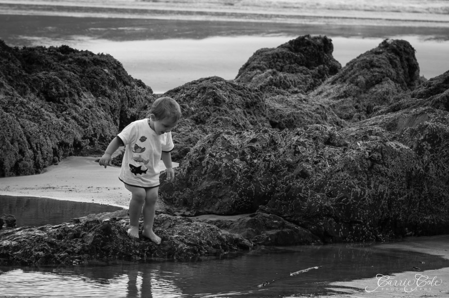 My son sees himself in the tidal pools at San Josef Bay.